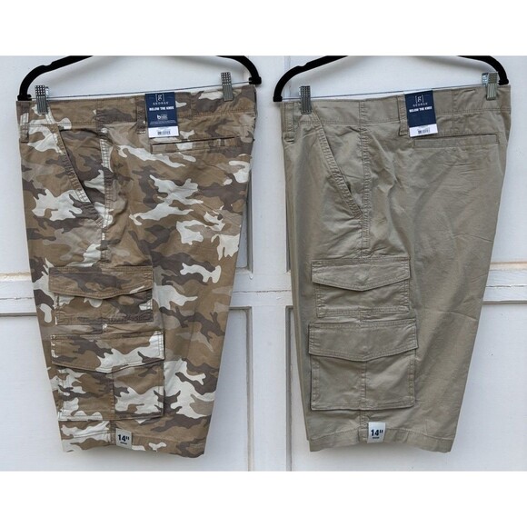 Lot of 2 George Big Men's Messenger Cargo Shorts, 42“ Waist, 14” Inseam. New - Picture 1 of 12